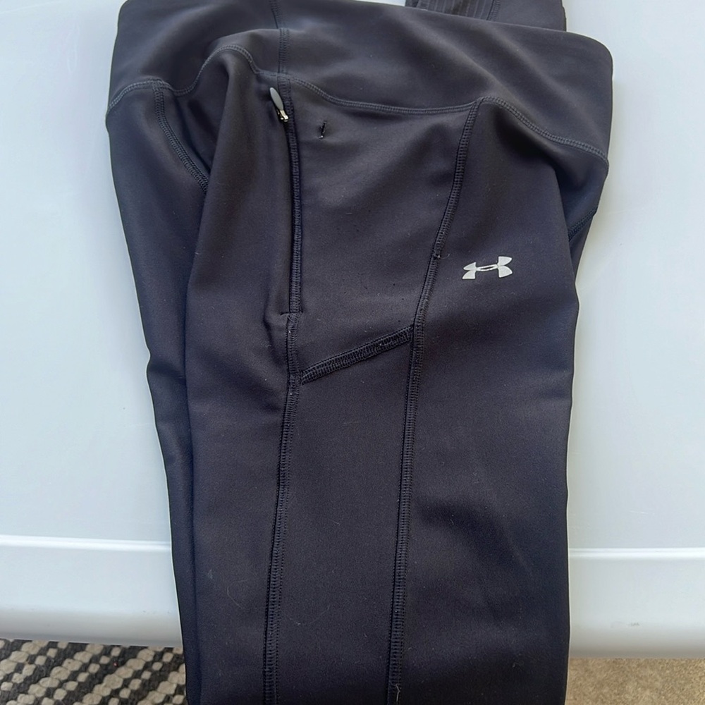 Small black under armor, running pants with mesh